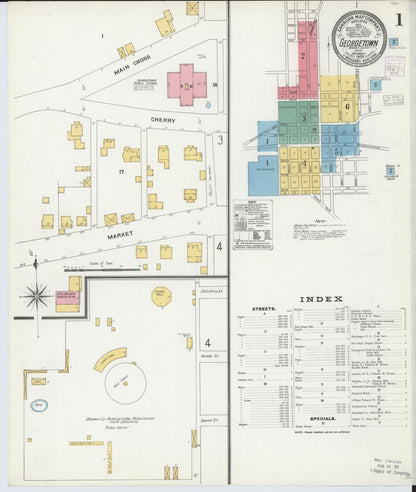 Sanborn Fire Insurance Map from Georgetown, Brown County, Ohio (1904), Sheet #0001 - Historic Sanborn Fire Insurance Map Print, vintage old map wall art, antique decor, genealogy gift, Ohio Ohio map