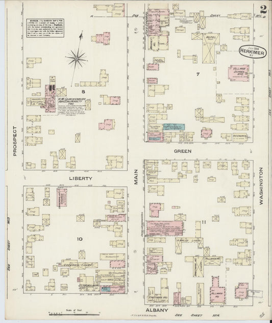 Sanborn Fire Insurance Map from Herkimer, Herkimer County, New York (1884), Sheet #0002 - Historic Sanborn Fire Insurance Map Print, vintage old map wall art, antique decor, genealogy gift, New York New York map