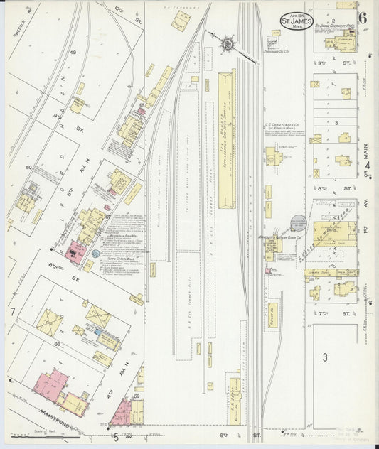 Sanborn Fire Insurance Map from Saint James, Watonwan County, Minnesota (1914), Sheet #0006 - Historic Sanborn Fire Insurance Map Print, vintage old map wall art, antique decor, genealogy gift, Minnesota Minnesota map