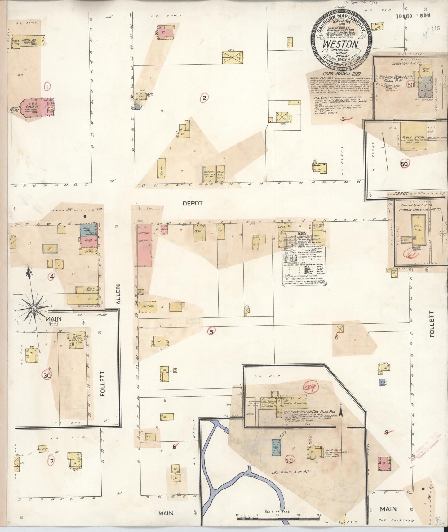 Sanborn Fire Insurance Map from Weston, Franklin County, Idaho (1929), Sheet #0001 - Historic Sanborn Fire Insurance Map Print, vintage old map wall art, antique decor, genealogy gift, Idaho Idaho map