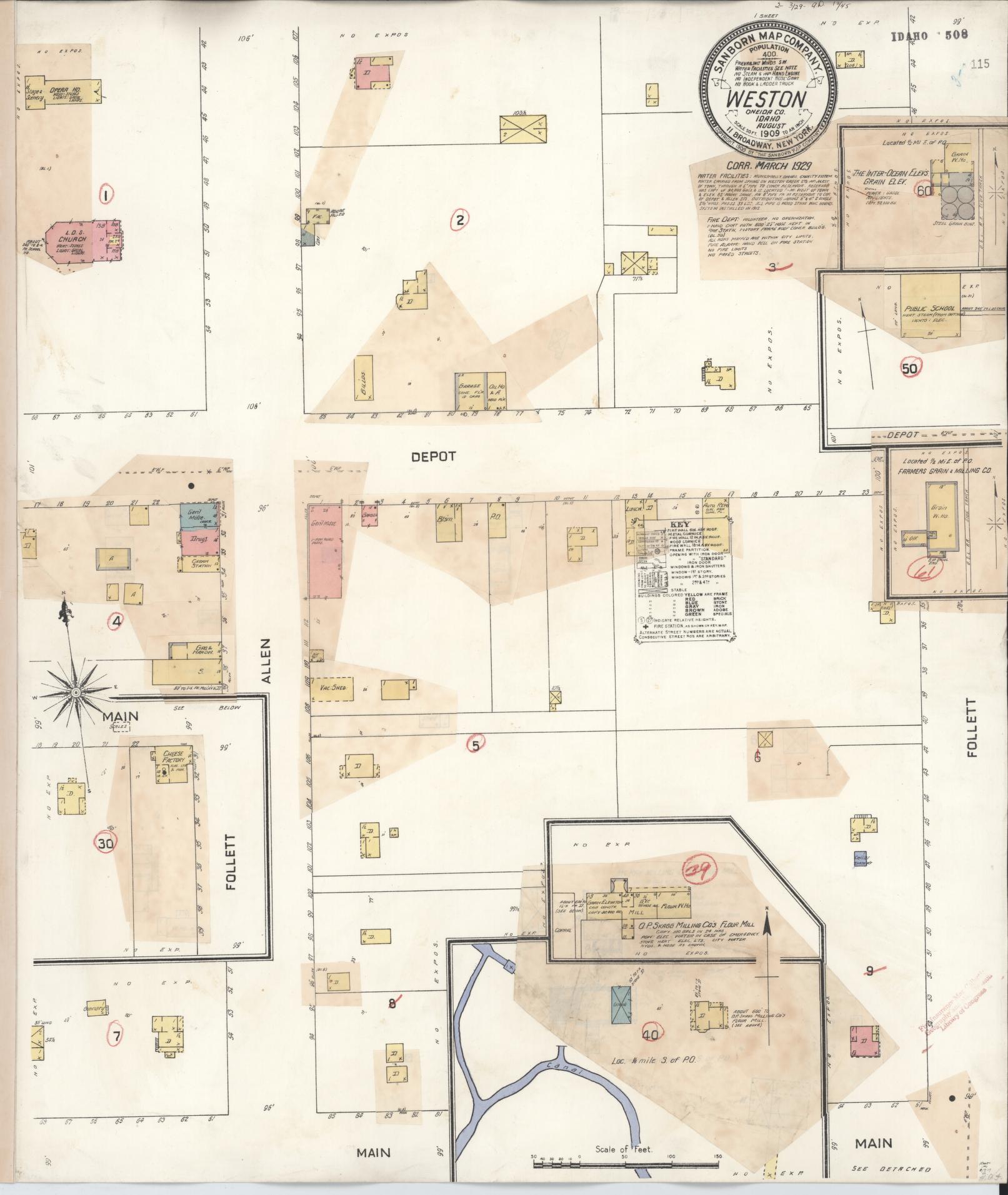 Sanborn Fire Insurance Map from Weston, Franklin County, Idaho (1929), Sheet #0001 - Historic Sanborn Fire Insurance Map Print, vintage old map wall art, antique decor, genealogy gift, Idaho Idaho map