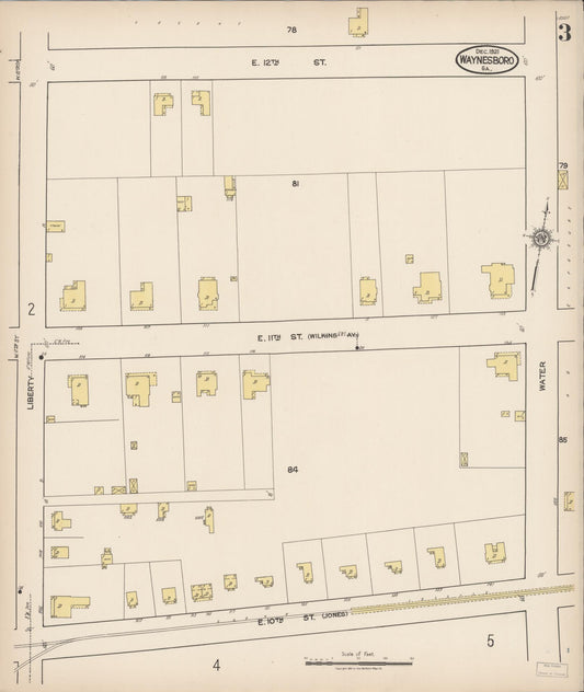 Sanborn Fire Insurance Map from Waynesboro, Burke County, Georgia (1921), Sheet #0003 - Historic Sanborn Fire Insurance Map Print, vintage old map wall art, antique decor, genealogy gift, Georgia Georgia map
