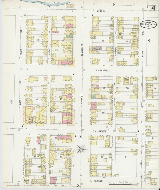 Sanborn Fire Insurance Map from Shamokin, Northumberland County, Pennsylvania (1896), Sheet #0004 - Historic Sanborn Fire Insurance Map Print, vintage old map wall art, antique decor, genealogy gift, Pennsylvania Pennsylvania map