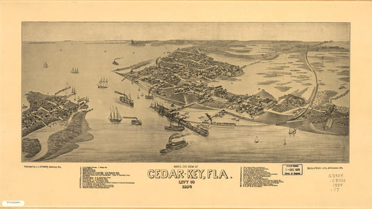 Bird's eye view of Cedar-Key, Fla., Levy Co. (1884) – Historic Bird’s-Eye View Panorama Print