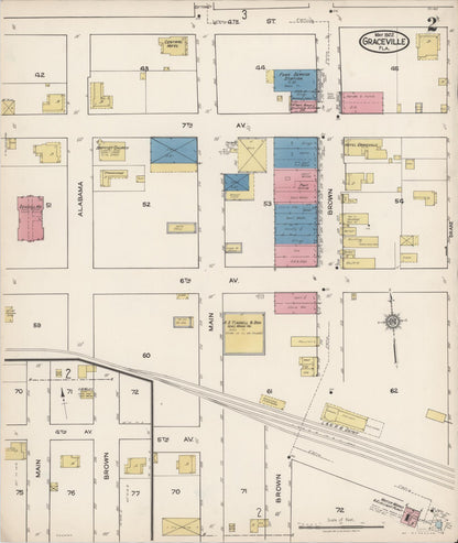 Sanborn Fire Insurance Map from Graceville, Jackson County, Florida (1922), Sheet #0002 - Complete Map Set gallery image, historic Sanborn map, vintage wall art, Florida Florida