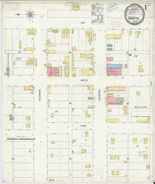 Sanborn Fire Insurance Map from Nowata, Nowata County, Oklahoma (1898), Sheet #0001 - Complete Map Set gallery image, historic Sanborn map, vintage wall art, Oklahoma Oklahoma