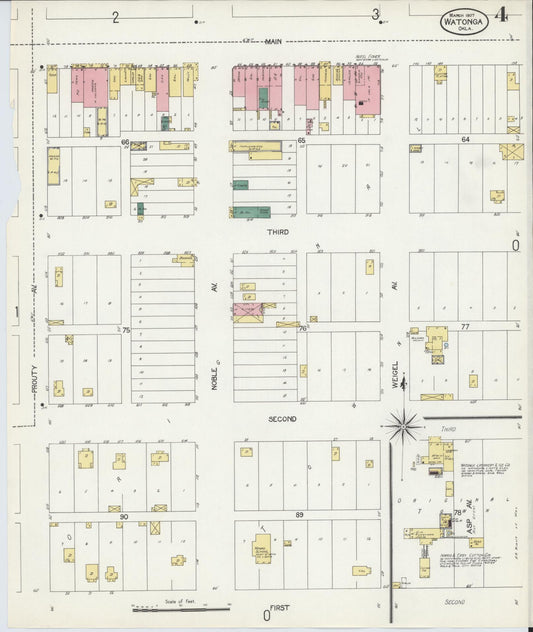 Sanborn Fire Insurance Map from Watonga, Blaine County, Oklahoma (1907), Sheet #0004 - Historic Sanborn Fire Insurance Map Print, vintage old map wall art, antique decor, genealogy gift, Oklahoma Oklahoma map