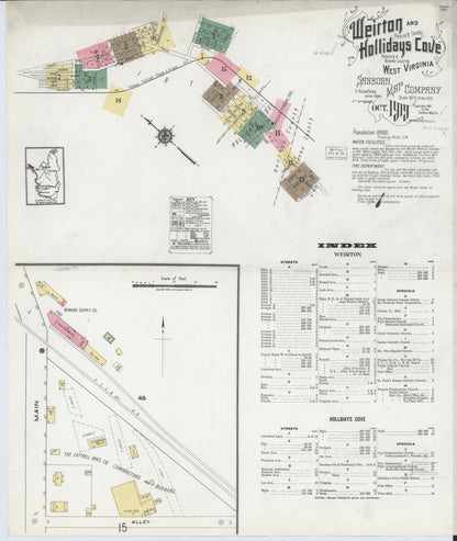 Sanborn Fire Insurance Map from Weirton, Hancock County, West Virginia (1919), Sheet #0001 - Complete Map Set gallery image, historic Sanborn map, vintage wall art, West Virginia West Virginia