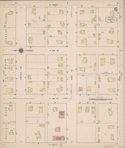 Sanborn Fire Insurance Map from Hebron, Thayer County, Nebraska (1922), Sheet #0006 - Complete Map Set gallery image, historic Sanborn map, vintage wall art, Nebraska Nebraska