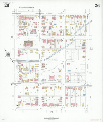 Sanborn Fire Insurance Map from Jefferson City, Cole County, Missouri (1939), Sheet #0026 - Historic Sanborn Fire Insurance Map Print, vintage old map wall art, antique decor, genealogy gift, Missouri Missouri map