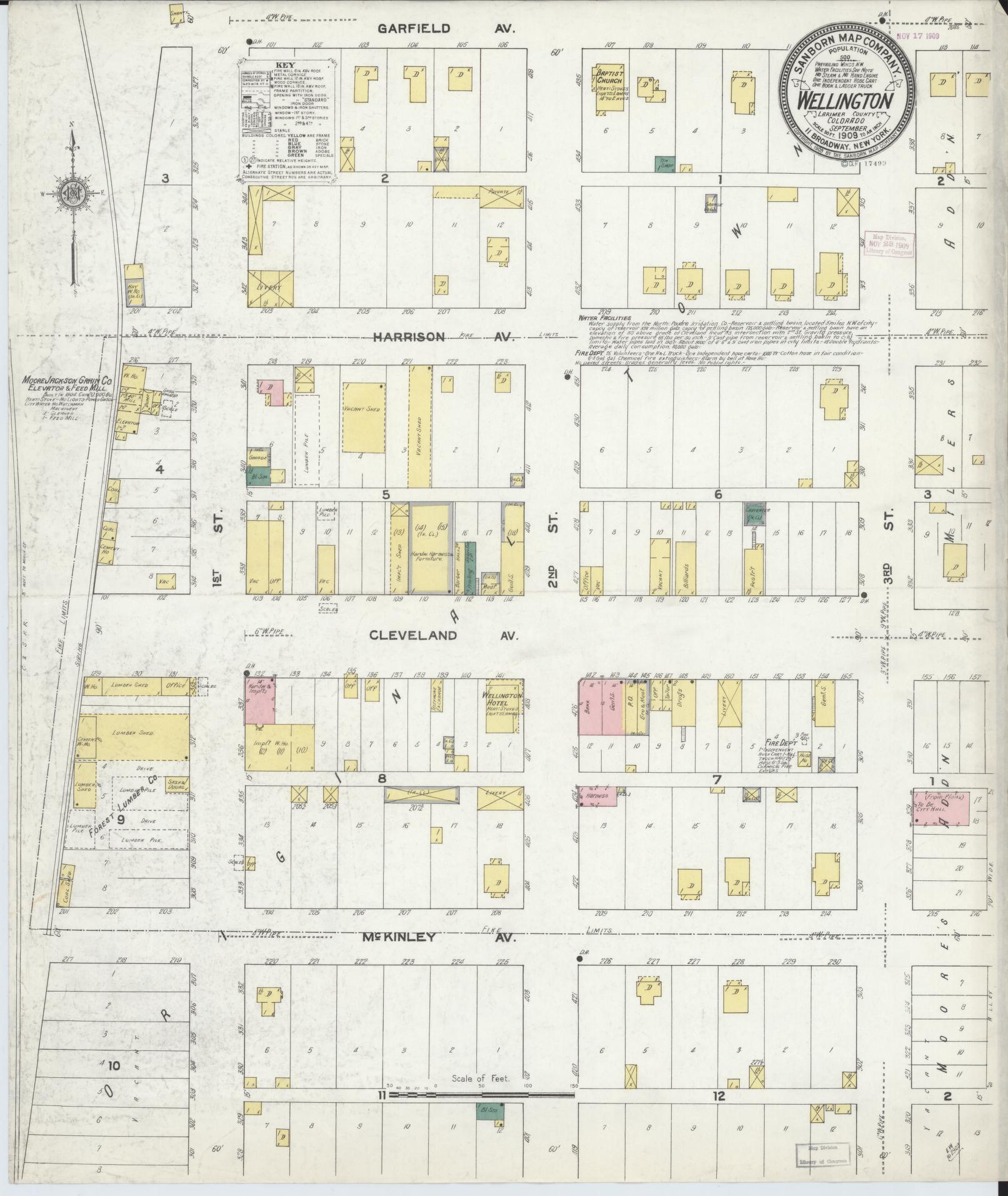 Sanborn Fire Insurance Map from Wellington, Larimer County, Colorado. (1909) – Historic Sanborn Fire Insurance Map Print