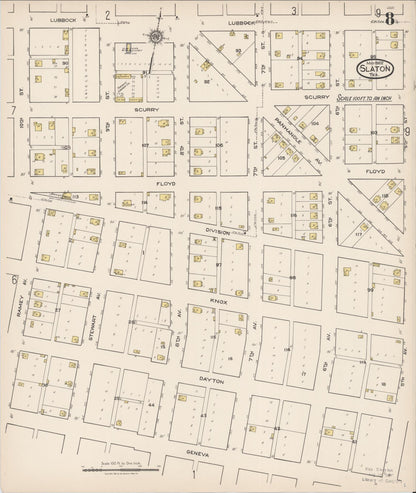 Sanborn Fire Insurance Map from Slaton, Lubbock County, Texas (1922), Sheet #0008 - Complete Map Set gallery image, historic Sanborn map, vintage wall art, Texas Texas
