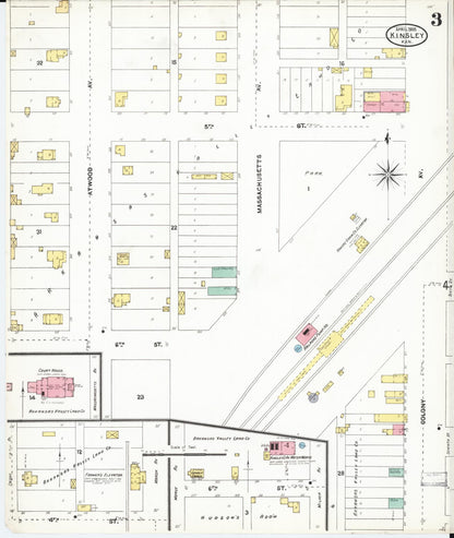 Sanborn Fire Insurance Map from Kinsley, Edwards County, Kansas (1905), Sheet #0003 - Complete Map Set gallery image, historic Sanborn map, vintage wall art, Kansas Kansas