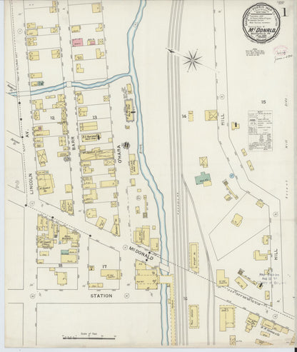 Sanborn Fire Insurance Map from McDonald, Washington County, Pennsylvania (1894), Sheet #0001 - Complete Map Set gallery image, historic Sanborn map, vintage wall art, Pennsylvania Pennsylvania
