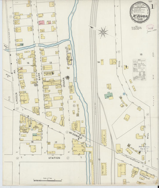Sanborn Fire Insurance Map from McDonald, Washington County, Pennsylvania (1894), Sheet #0001 - Complete Map Set gallery image, historic Sanborn map, vintage wall art, Pennsylvania Pennsylvania