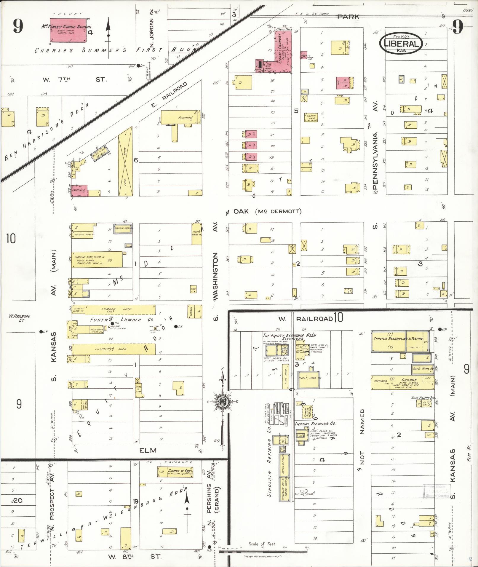 Sanborn Fire Insurance Map from Liberal, Seward County, Kansas (1923), Sheet #0009 - Historic Sanborn Fire Insurance Map Print, vintage old map wall art, antique decor, genealogy gift, Kansas Kansas map