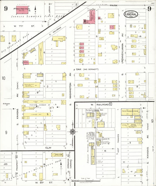 Sanborn Fire Insurance Map from Liberal, Seward County, Kansas (1923), Sheet #0009 - Historic Sanborn Fire Insurance Map Print, vintage old map wall art, antique decor, genealogy gift, Kansas Kansas map