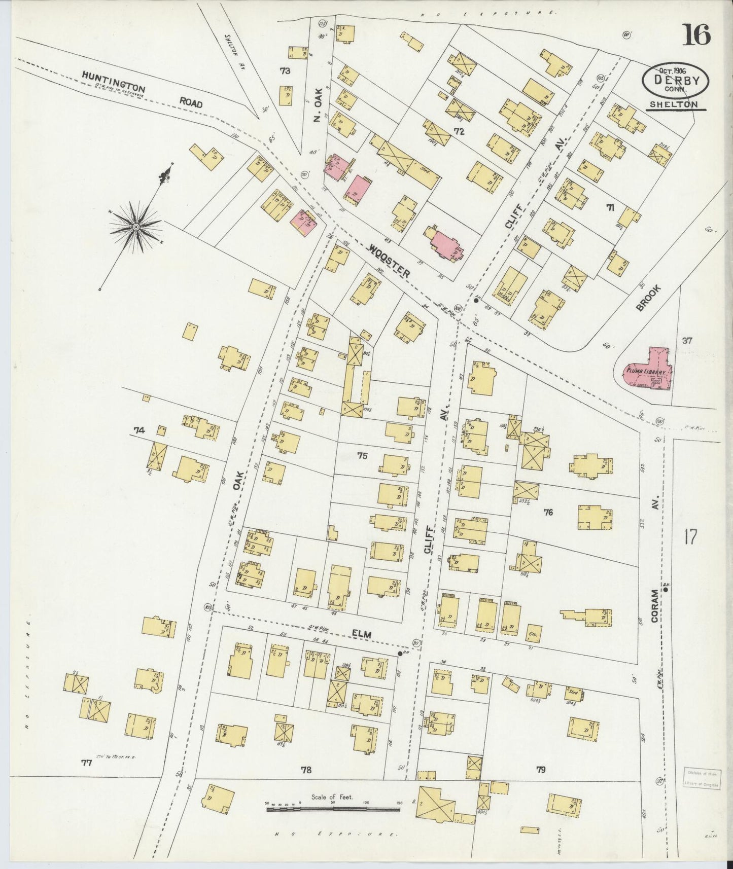 Sanborn Fire Insurance Map from Derby, New Haven County, Connecticut (1906), Sheet #0016 - Historic Sanborn Fire Insurance Map Print, vintage old map wall art, antique decor, genealogy gift, Connecticut Connecticut map