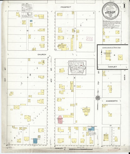 Sanborn Fire Insurance Map from Jesup, Buchanan County, Iowa (1915), Sheet #0001 - Historic Sanborn Fire Insurance Map Print