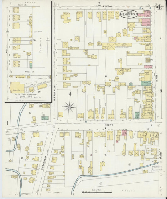 Sanborn Fire Insurance Map from Hempstead, Nassau County, New York (1897), Sheet #0004 - Historic Sanborn Fire Insurance Map Print, vintage old map wall art, antique decor, genealogy gift, New York New York map