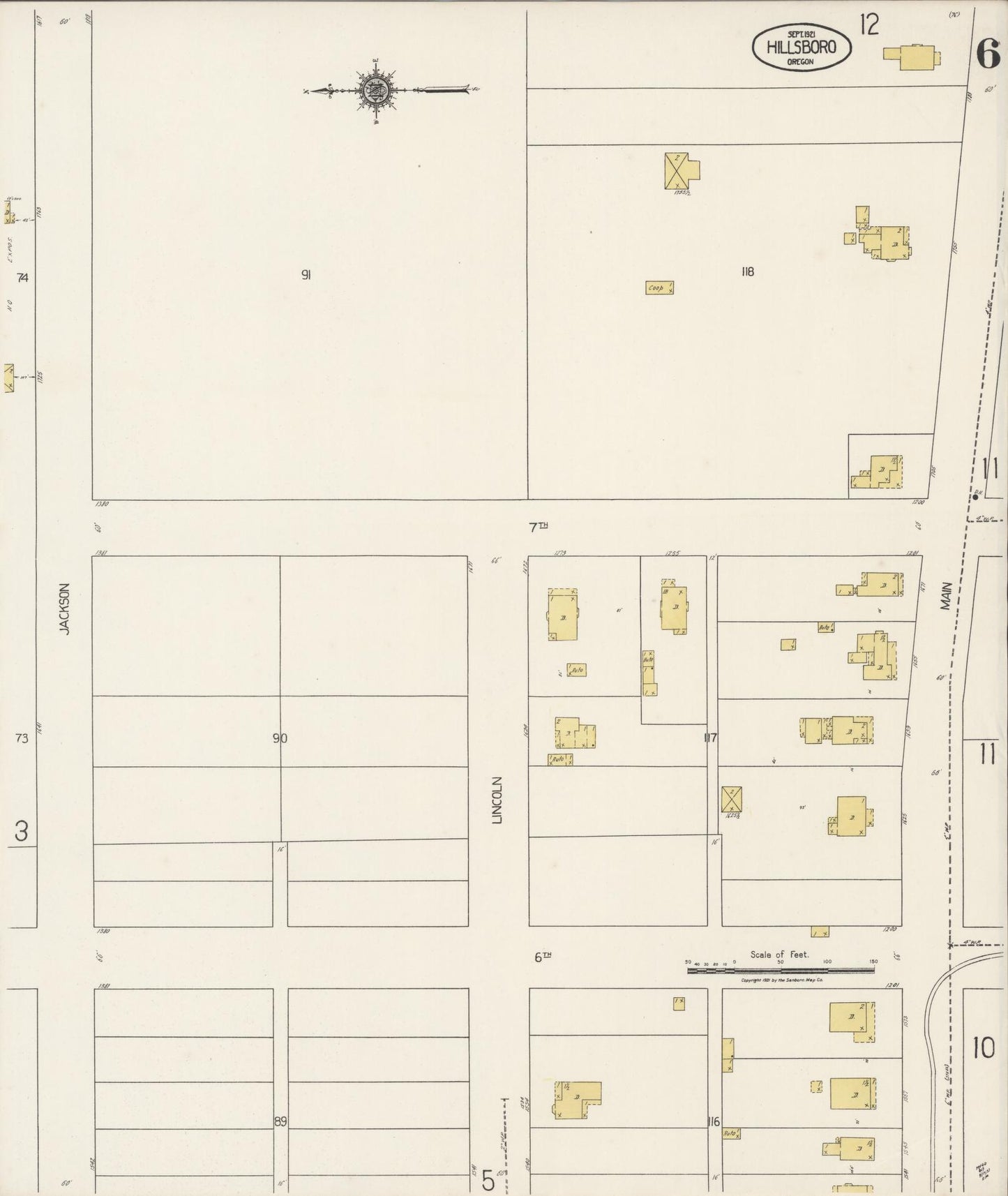 Sanborn Fire Insurance Map from Hillsboro, Washington County, Oregon (1921), Sheet #0006 - Complete Map Set gallery image, historic Sanborn map, vintage wall art, Oregon Oregon