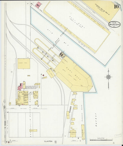 Sanborn Fire Insurance Map from Waukegan, Lake County, Illinois (1912), Sheet #0010 - Historic Sanborn Fire Insurance Map Print, vintage old map wall art, antique decor, genealogy gift, Illinois Illinois map