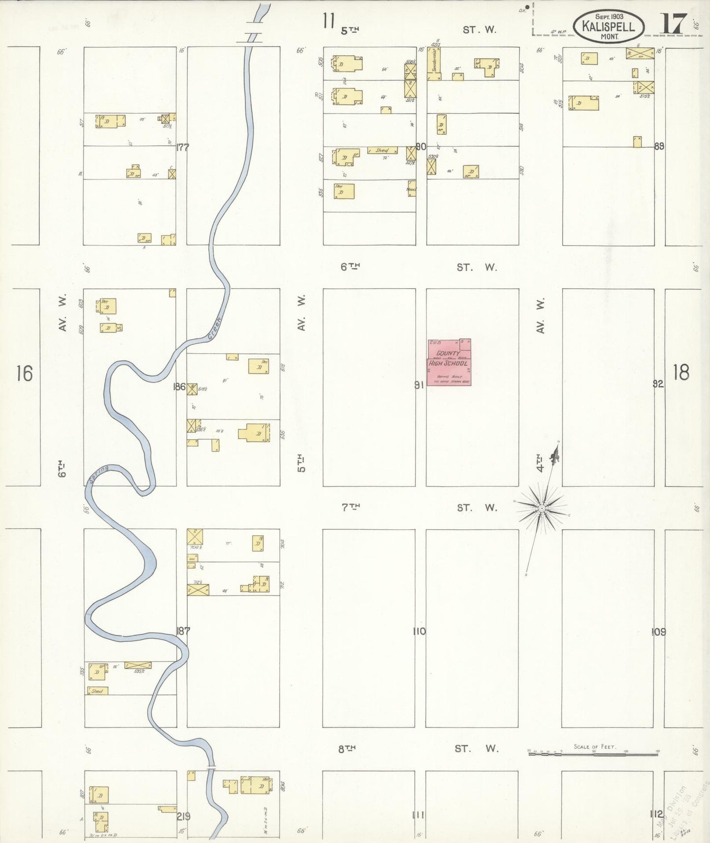 Sanborn Fire Insurance Map from Kalispell, Flathead County, Montana (1903), Sheet #0017 - Complete Map Set gallery image, historic Sanborn map, vintage wall art, Montana Montana
