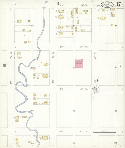 Sanborn Fire Insurance Map from Kalispell, Flathead County, Montana (1903), Sheet #0017 - Complete Map Set gallery image, historic Sanborn map, vintage wall art, Montana Montana