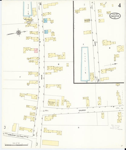 Sanborn Fire Insurance Map from Chester, Windsor County, Vermont (1912), Sheet #0004 - Complete Map Set gallery image, historic Sanborn map, vintage wall art, Vermont Vermont