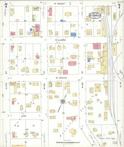 Sanborn Fire Insurance Map from Saint Charles, Kane County, Illinois (1923), Sheet #0007 - Complete Map Set gallery image, historic Sanborn map, vintage wall art, Illinois Illinois