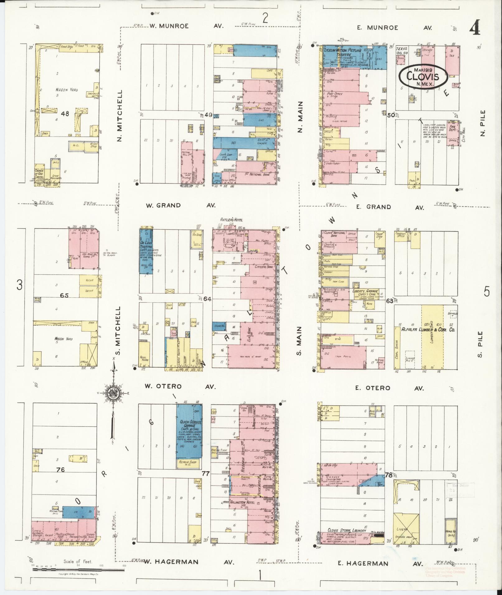 Sanborn Fire Insurance Map from Clovis, Curry County, New Mexico (1919), Sheet #0004 - Historic Sanborn Fire Insurance Map Print, vintage old map wall art, antique decor, genealogy gift, New Mexico New Mexico map