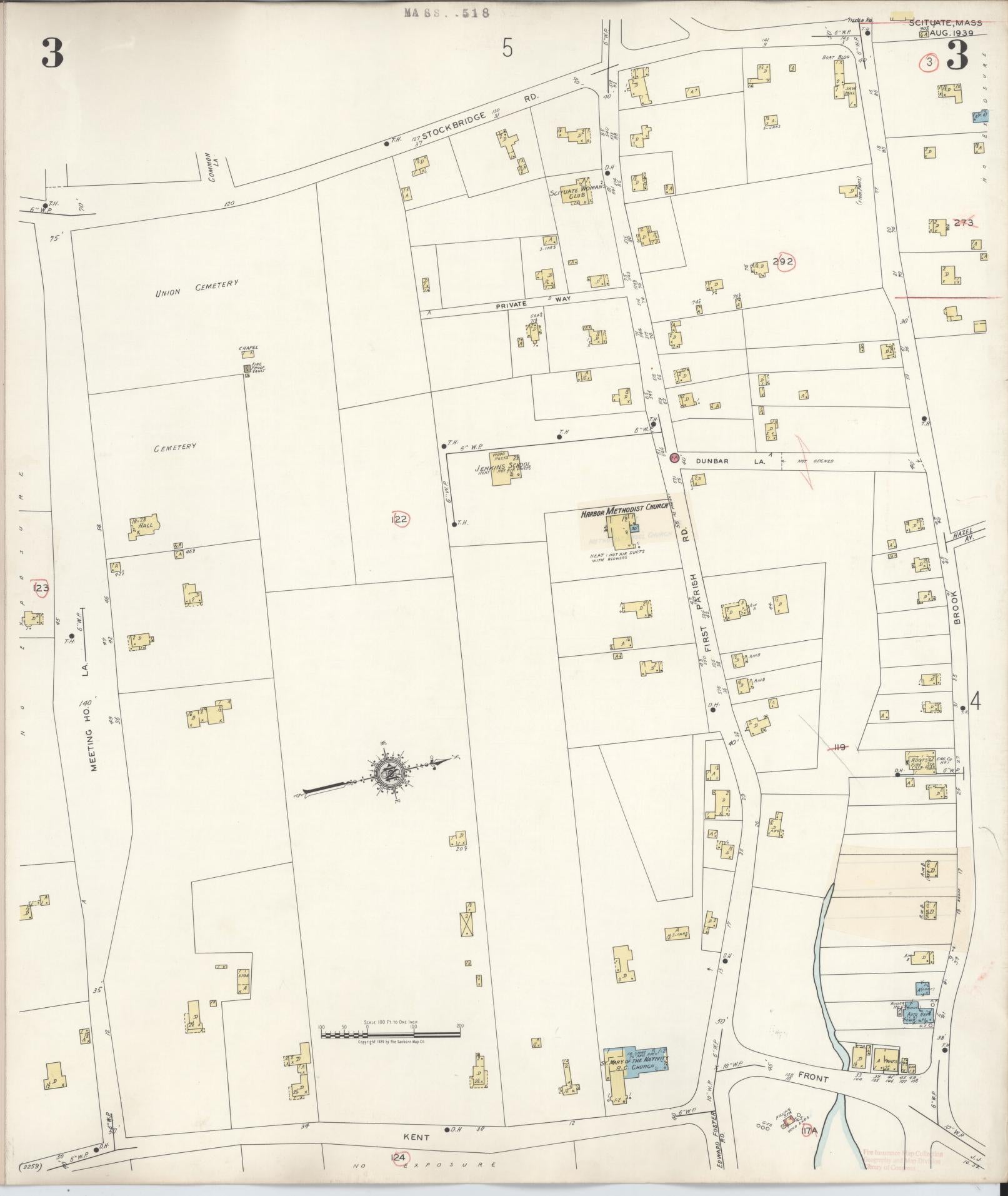 Sanborn Fire Insurance Map from Scituate, Plymouth County, Massachusetts (1944), Sheet #0003 - Complete Map Set gallery image, historic Sanborn map, vintage wall art, Massachusetts Massachusetts