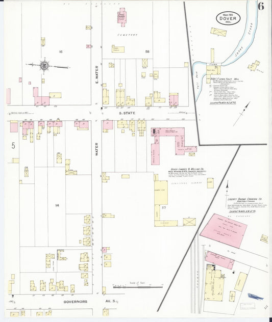 Sanborn Fire Insurance Map from Dover, Kent County, Delaware (1910), Sheet #0006 - Historic Sanborn Fire Insurance Map Print, vintage old map wall art, antique decor, genealogy gift, Delaware Delaware map