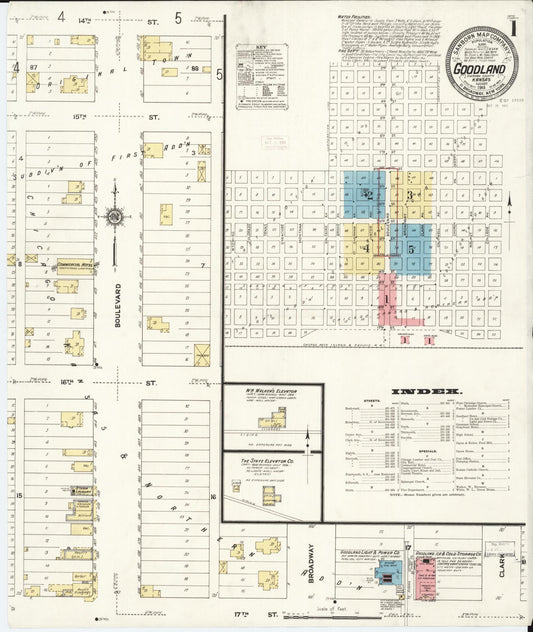 Sanborn Fire Insurance Map from Goodland, Sherman County, Kansas (1911), Sheet #0001 - Complete Map Set gallery image, historic Sanborn map, vintage wall art, Kansas Kansas