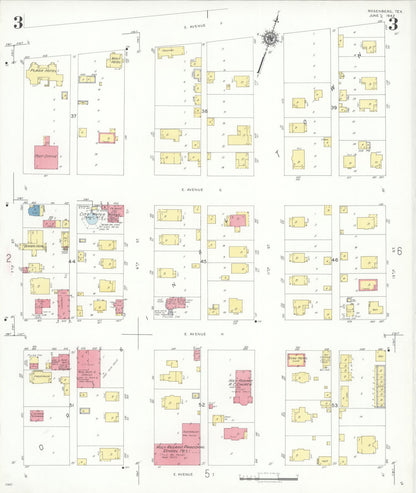 Sanborn Fire Insurance Map from Rosenberg, Fort Bend County, Texas (1942), Sheet #0003 - Historic Sanborn Fire Insurance Map Print, vintage old map wall art, antique decor, genealogy gift, Texas Texas map