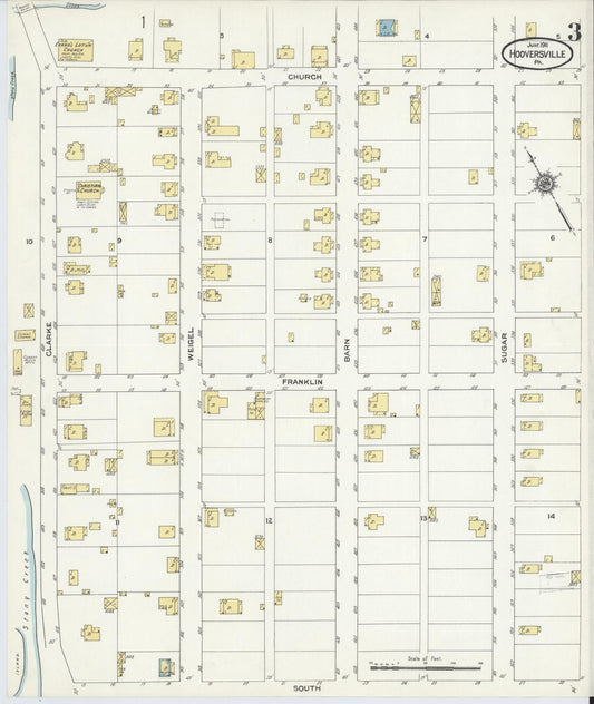 Sanborn Fire Insurance Map from Hooversville, Somerset County, Pennsylvania (1911), Sheet #0003 - Historic Sanborn Fire Insurance Map Print, vintage old map wall art, antique decor, genealogy gift, Pennsylvania Pennsylvania map