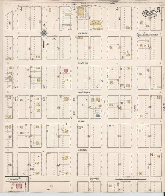 Sanborn Fire Insurance Map from Texhoma, Texas County, Oklahoma and Sherman County, Texas, Texas (1930), Sheet #0005 - Historic Sanborn Fire Insurance Map Print, vintage old map wall art, antique decor, genealogy gift, Oklahoma Oklahoma map