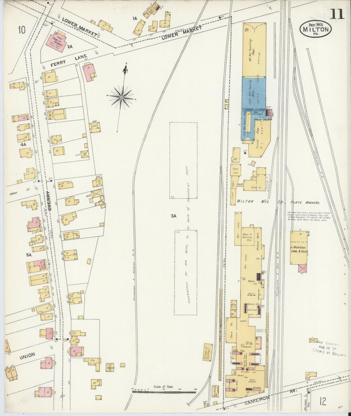 Sanborn Fire Insurance Map from Milton, Northumberland County, Pennsylvania (1906), Sheet #0011 - Complete Map Set gallery image, historic Sanborn map, vintage wall art, Pennsylvania Pennsylvania
