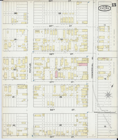Sanborn Fire Insurance Map from Cairo, Alexander County, Illinois (1891), Sheet #0013 - Complete Map Set gallery image, historic Sanborn map, vintage wall art, Illinois Illinois