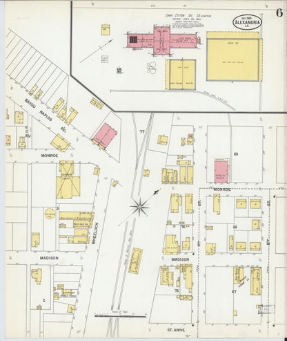 Sanborn Fire Insurance Map from Alexandria, Rapides Parish, Louisiana (1900), Sheet #0006 - Complete Map Set gallery image, historic Sanborn map, vintage wall art, Louisiana Louisiana