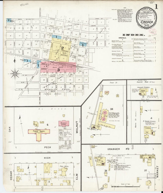 Sanborn Fire Insurance Map from Cresco, Howard County, Iowa (1894), Sheet #0001 - Historic Sanborn Fire Insurance Map Print, vintage old map wall art