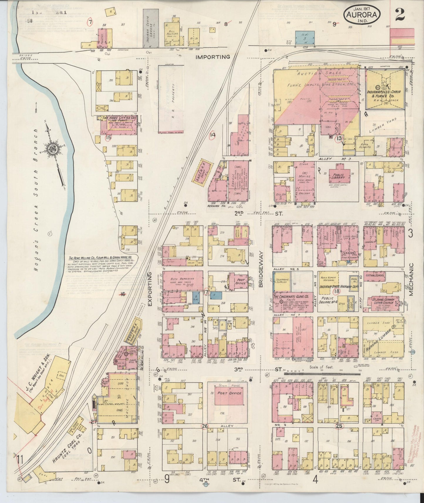 Sanborn Fire Insurance Map from Aurora, Dearborn County, Indiana (1935), Sheet #0002 - Complete Map Set gallery image, historic Sanborn map, vintage wall art, Indiana Indiana