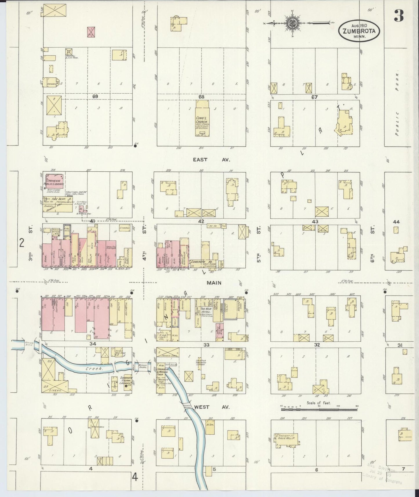 Sanborn Fire Insurance Map from Zumbrota, Goodhue County, Minnesota (1910), Sheet #0003 - Complete Map Set gallery image, historic Sanborn map, vintage wall art, Minnesota Minnesota