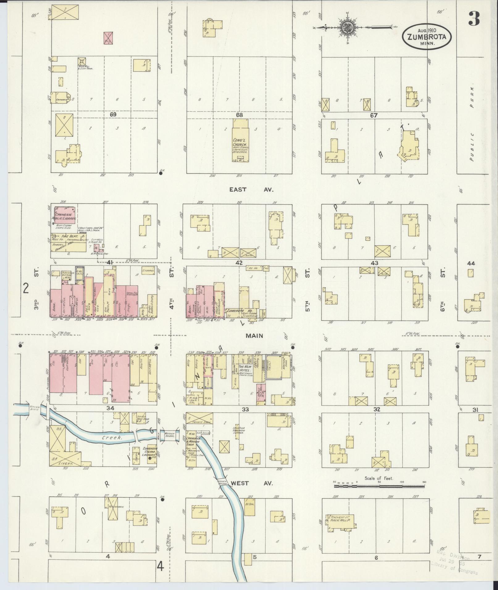 Sanborn Fire Insurance Map from Zumbrota, Goodhue County, Minnesota (1910), Sheet #0003 - Complete Map Set gallery image, historic Sanborn map, vintage wall art, Minnesota Minnesota