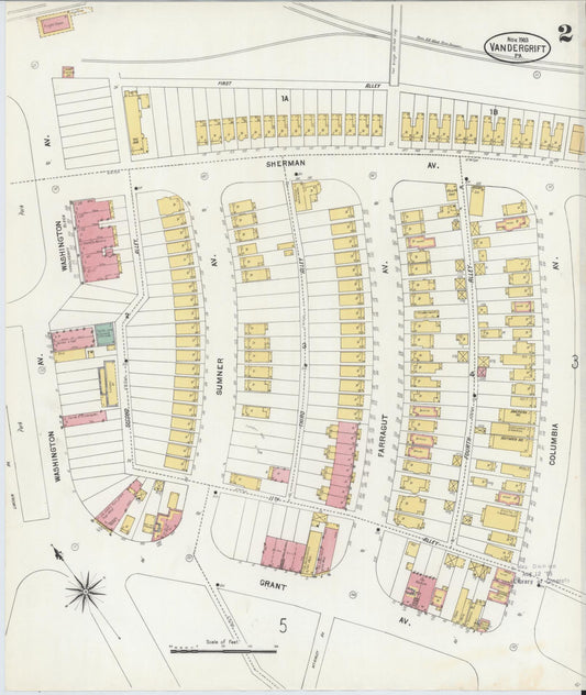 Sanborn Fire Insurance Map from Vandergrift, Westmoreland County, Pennsylvania (1903), Sheet #0002 - Historic Sanborn Fire Insurance Map Print, vintage old map wall art, antique decor, genealogy gift, Pennsylvania Pennsylvania map