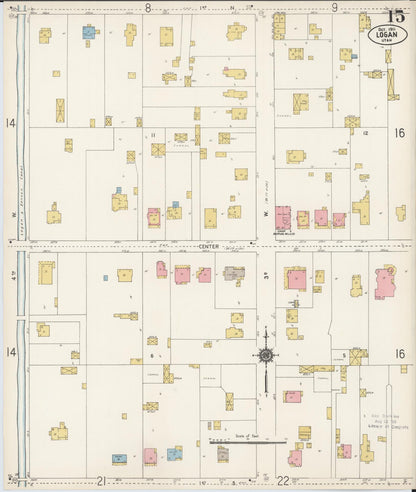 Sanborn Fire Insurance Map from Logan, Cache County, Utah (1911), Sheet #0015 - Complete Map Set gallery image, historic Sanborn map, vintage wall art, Utah Utah