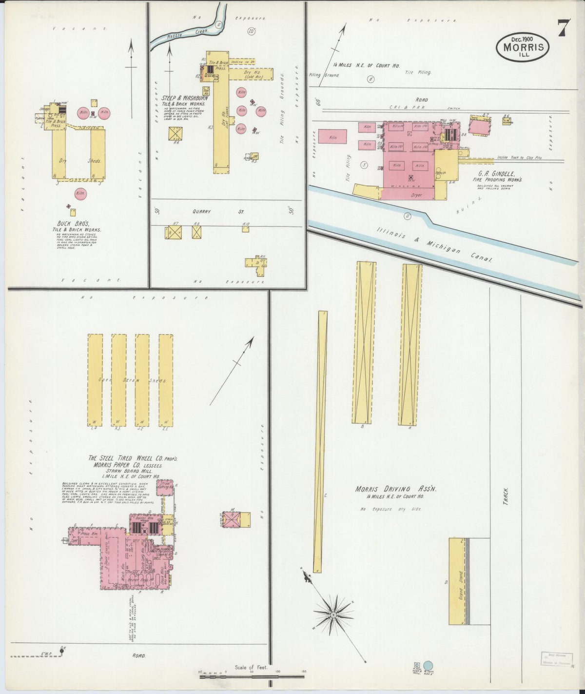 Sanborn Fire Insurance Map from Morris, Grundy County, Illinois (1900), Sheet #0007 - Historic Sanborn Fire Insurance Map Print, vintage old map wall art, antique decor, genealogy gift, Illinois Illinois map