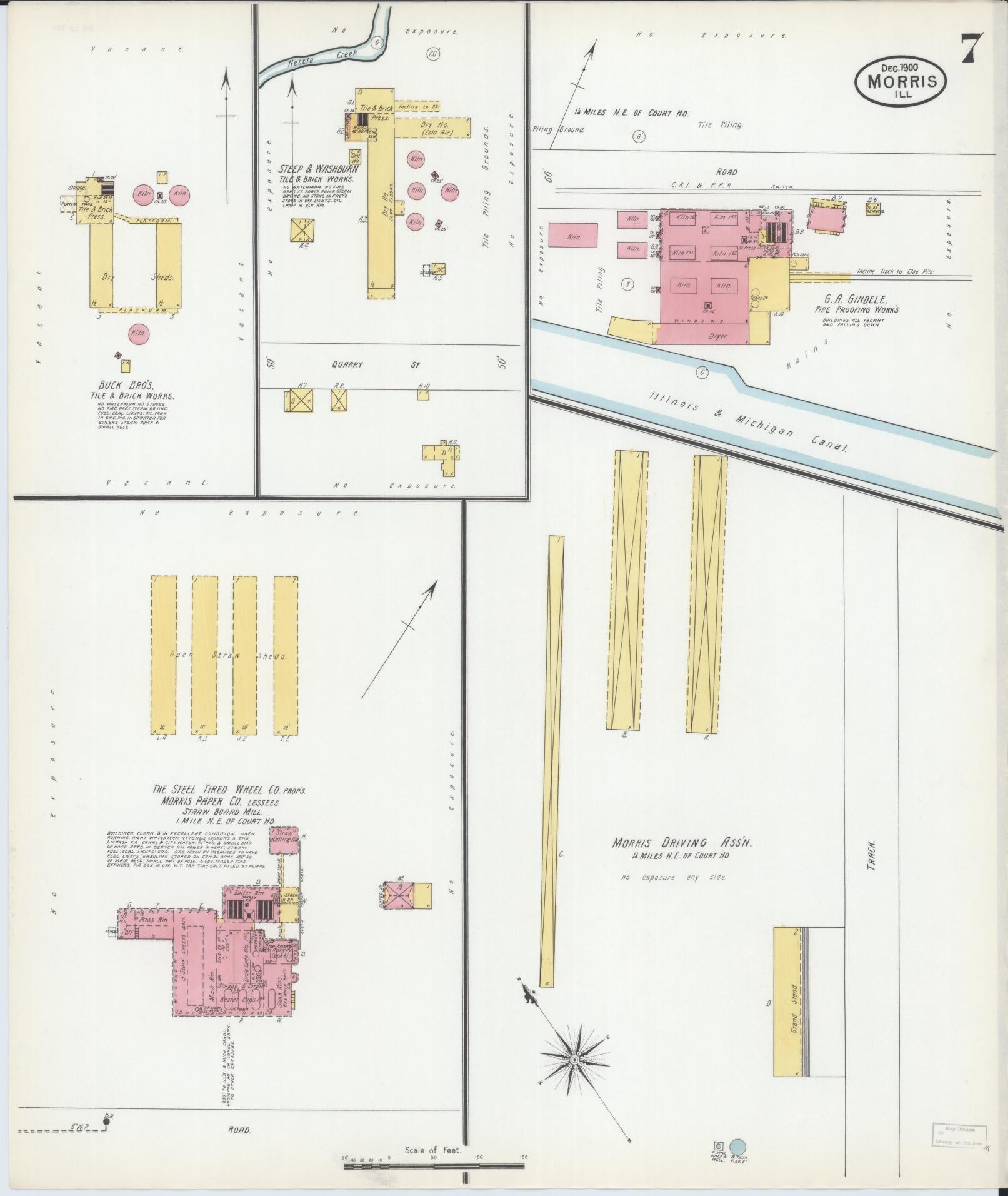 Sanborn Fire Insurance Map from Morris, Grundy County, Illinois (1900), Sheet #0007 - Historic Sanborn Fire Insurance Map Print, vintage old map wall art, antique decor, genealogy gift, Illinois Illinois map
