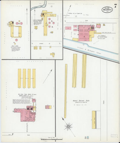 Sanborn Fire Insurance Map from Morris, Grundy County, Illinois (1900), Sheet #0007 - Historic Sanborn Fire Insurance Map Print, vintage old map wall art, antique decor, genealogy gift, Illinois Illinois map