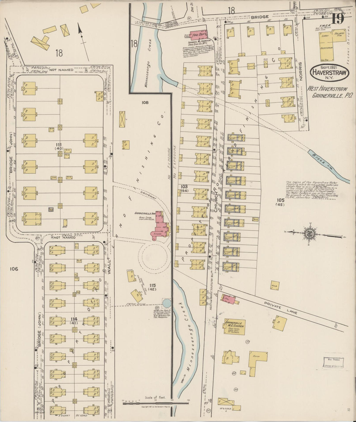 Sanborn Fire Insurance Map from Haverstraw, Rockland County, New York (1921), Sheet #0019 - Historic Sanborn Fire Insurance Map Print, vintage old map wall art, antique decor, genealogy gift, New York New York map